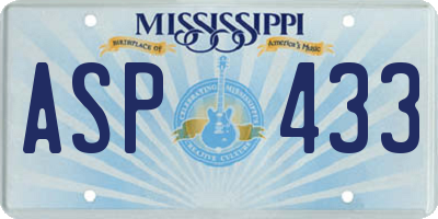 MS license plate ASP433
