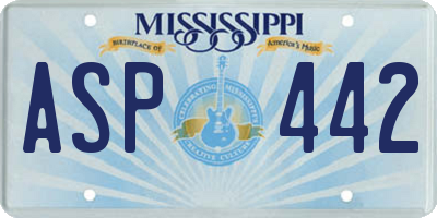 MS license plate ASP442