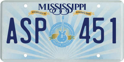 MS license plate ASP451