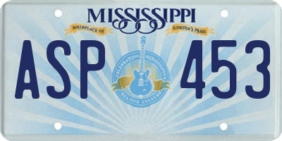 MS license plate ASP453