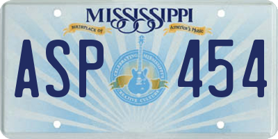 MS license plate ASP454