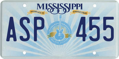 MS license plate ASP455