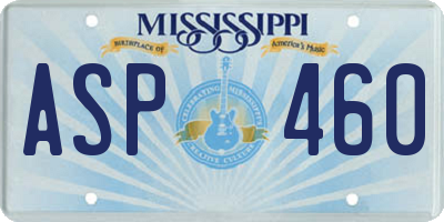 MS license plate ASP460