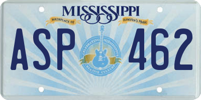 MS license plate ASP462