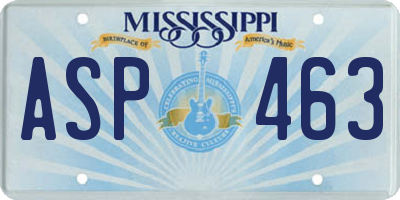 MS license plate ASP463