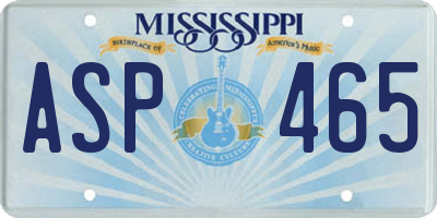 MS license plate ASP465