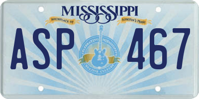 MS license plate ASP467
