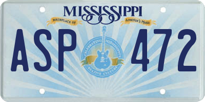 MS license plate ASP472