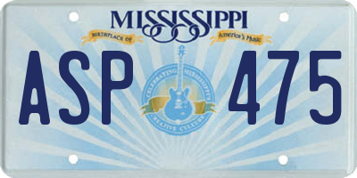 MS license plate ASP475