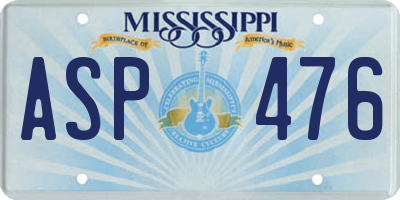 MS license plate ASP476