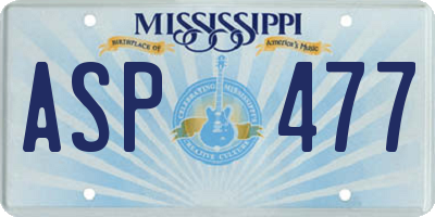 MS license plate ASP477
