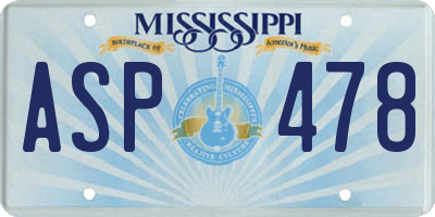 MS license plate ASP478