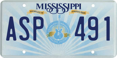 MS license plate ASP491