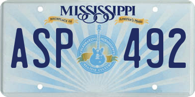 MS license plate ASP492