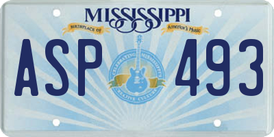 MS license plate ASP493