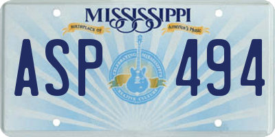 MS license plate ASP494