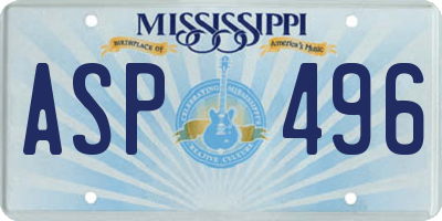MS license plate ASP496