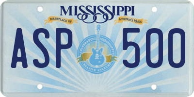 MS license plate ASP500
