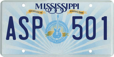 MS license plate ASP501