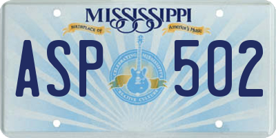 MS license plate ASP502