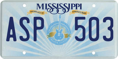 MS license plate ASP503