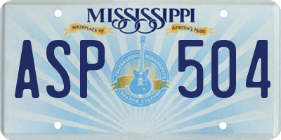 MS license plate ASP504