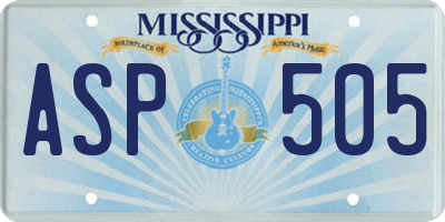 MS license plate ASP505
