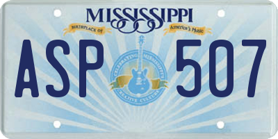 MS license plate ASP507