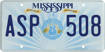 MS license plate ASP508