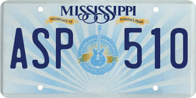 MS license plate ASP510