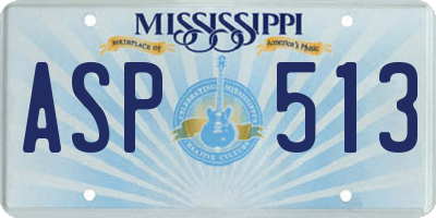 MS license plate ASP513
