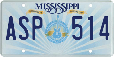 MS license plate ASP514