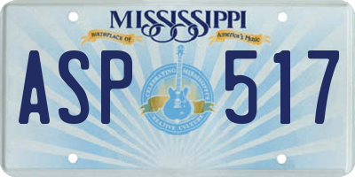 MS license plate ASP517