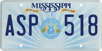 MS license plate ASP518