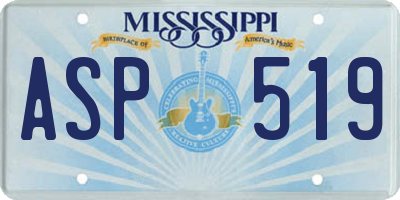 MS license plate ASP519