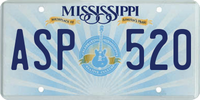 MS license plate ASP520