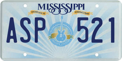 MS license plate ASP521