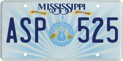 MS license plate ASP525