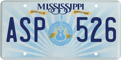 MS license plate ASP526