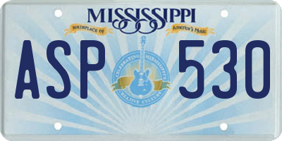 MS license plate ASP530