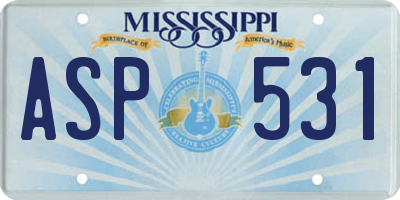 MS license plate ASP531