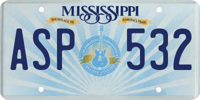 MS license plate ASP532