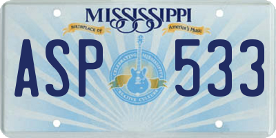 MS license plate ASP533