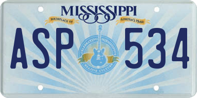 MS license plate ASP534