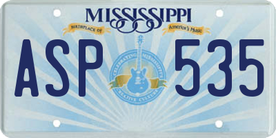 MS license plate ASP535