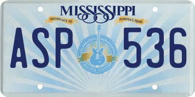 MS license plate ASP536