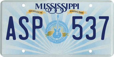 MS license plate ASP537