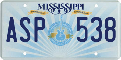 MS license plate ASP538