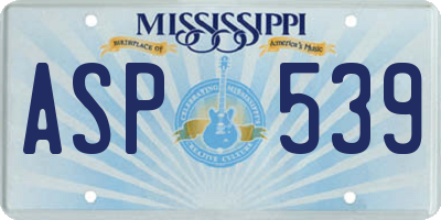 MS license plate ASP539