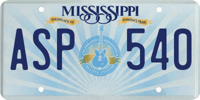MS license plate ASP540